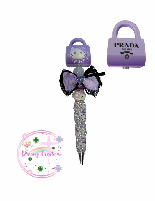 Hello in purple designer bag
